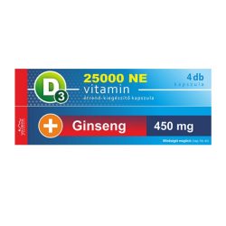   Vita Crystal D3-vitamin 50 000 NE + Ginseng 450 mg. 1 hónapos kiszerelés. 1 kapszula / hét.