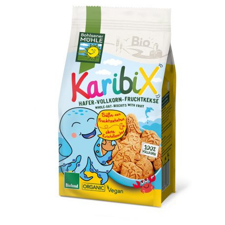 Bohlsener Mühle Bio Karibix Teljeskiőrlésű gyümölcsös zabkeksz 125 g