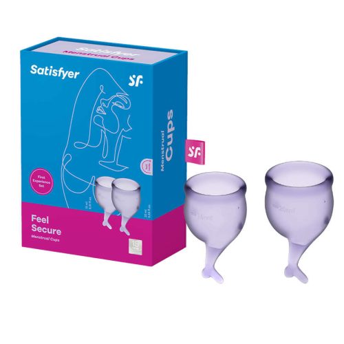 Satisfyer Feel Secure - farkincás menstruációs kehely szett (lila) - 2db