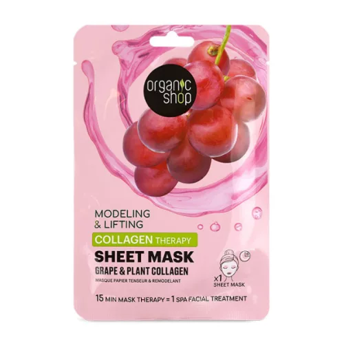 Organic Shop Feszesítő fátyolmaszk szőlővel és növényi kollagénnel