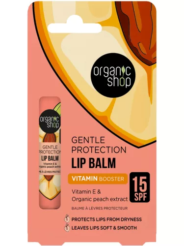 Organic Shop Vitamin Booster ajakbalzsam E-vitaminnal és bio barackkivonattal SPF15