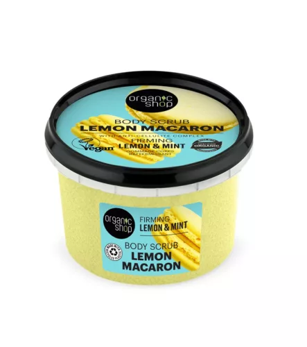 Organic Shop "Lemon Macaron" feszesítő testradír citrommal és mentával