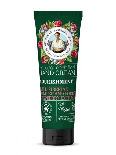 Babushka Agafia Tápláló kézkrém vad szibériaiboróka-  és erdeimálna-kivonattal