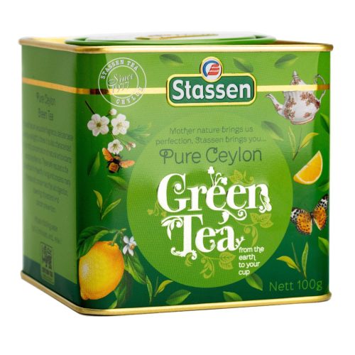 Stassen zöld tea szálas fémdobozos 100 g