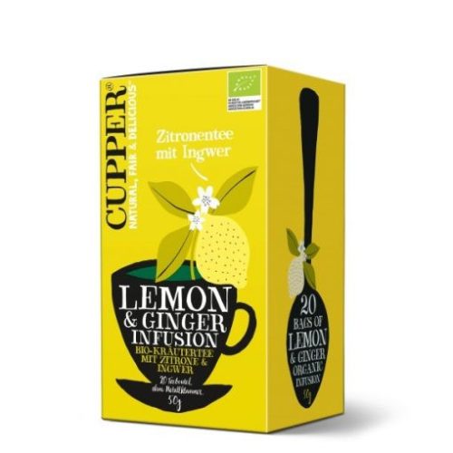 Cupper bio lemon&ginger citrom-gyömbér gyümölcstea 20db 50 g