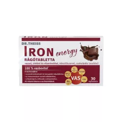   Dr.Theiss iron energy rágótabletta vassal, cinkkel és vitaminokkal csokoládé ízben 30 db