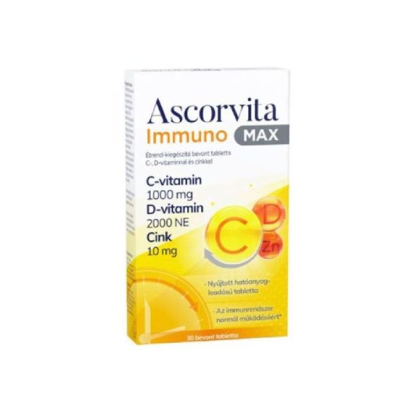 Ascorvita immuno max étrend-kiegészítő bevont tabletta c-, d-vitaminnal és cinkkel 30 db