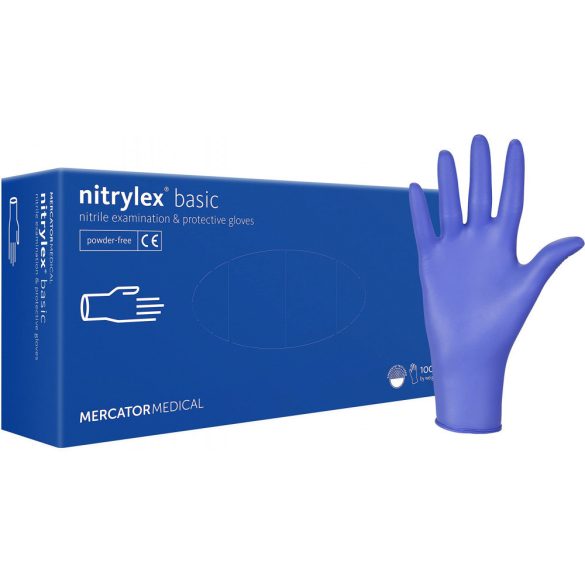 NITRYLEX BASIC A100 BLUE - nitril púdermentes kék vizsgálókesztyű XS #ZMM