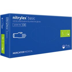   NITRYLEX BASIC A100 BLUE - nitril púdermentes kék vizsgálókesztyű S #ZMM