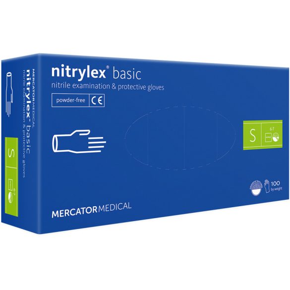 NITRYLEX BASIC A100 BLUE - nitril púdermentes kék vizsgálókesztyű S #ZMM