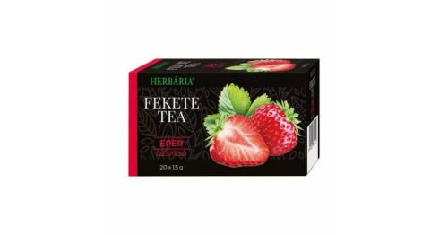 Herbária fekete tea eper ízű 20db