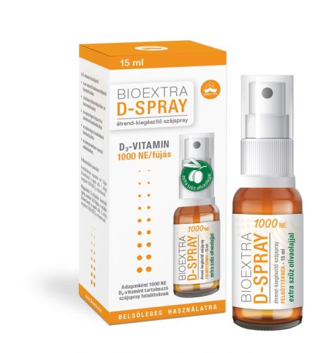 Bioextra d-spray 1000 ne d3 vitamint tartalmazó étrend-kiegészítő szájspray 15 ml