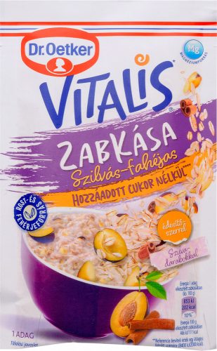 Dr.oetker vitalis zabkása szilvás-fahéjas hozzáadott cukor nélkül 58 g