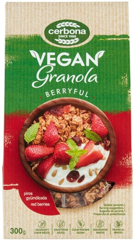 CERBONA VEGÁN GRANOLA PIROS GYÜMÖLCS