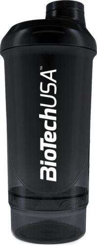 BiotechUSA Keverőpalack Biotech Wave+ Compact 500ml (+150ml) fekete-füst