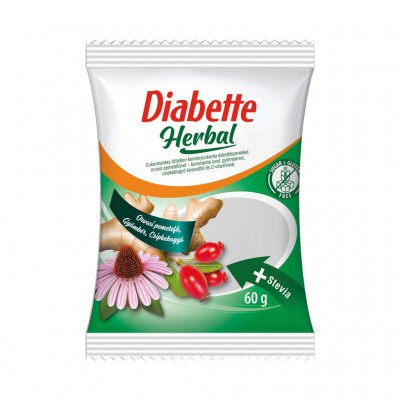 Diabette herbal gyömbér, csipkebogyó, orvosi pemetefű cukorka 60 g