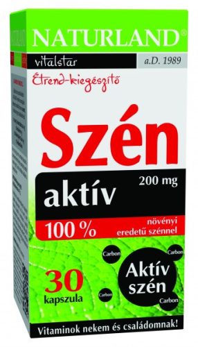 Naturland aktív szénkapszula 200 mg + édeskömény 30x 30 db