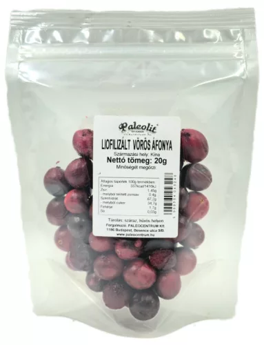 Paleolit Liofilizált vörös áfonya 20g szemek Cranberries