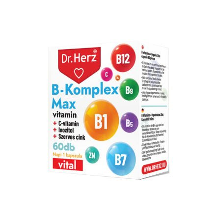 DR Herz B-Komplex Max+C-vitamin+Inozitol+Szerves Cink 60 db kapszula doboz ÚJ!