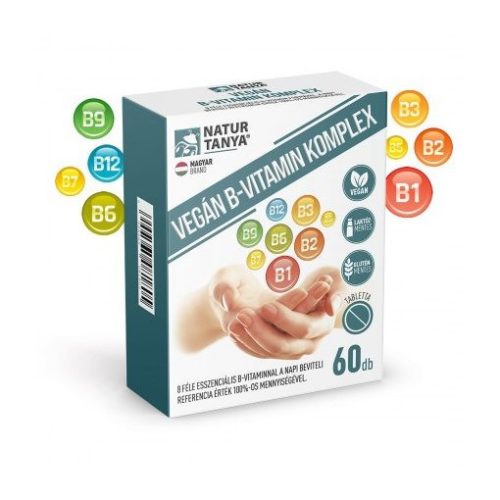 Natur Tanya® VEGÁN B-VITAMIN KOMPLEX – 8 féle esszenciális B-vitaminnal a napi beviteli referencia érték 100%-os mennyiségével 60 db