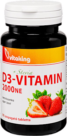 Vitaking Vitamin D3 2000Iu Szopogató Tabletta Eper Ízzel 90Db