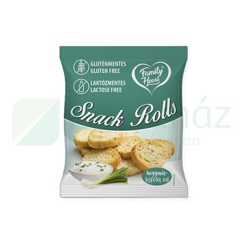 Gluténmentes Family Heart Snack Rolls Hagymás-Tejfölös Ízű Laktózmentes 40G