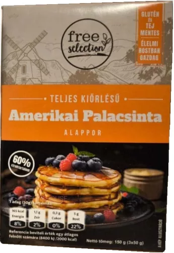 Gluténmentes Free Selection Teljes Kiőrlésű Amerikai Palacsinta Lisztkeverék 150G