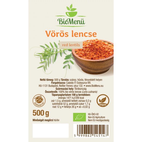 BioMenü BIO VÖRÖS LENCSE 500 g