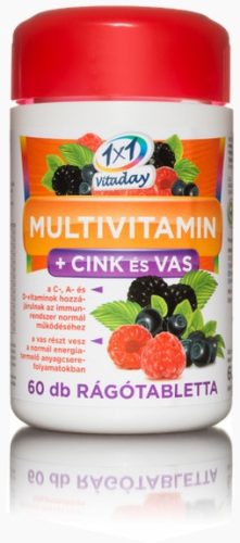 1x1 vitaday multivitamin+cink+vas rágótabletta 60 db