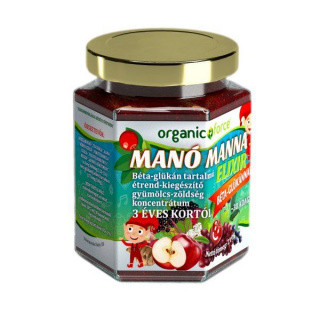 Organic force manó manna elixír béta-glükán tartalmú gyümölcs-zöldség koncentrátum gyerekeknek 3 éves kortól 210 g