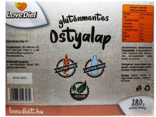 Gluténmentes love diet ostyalap 180g