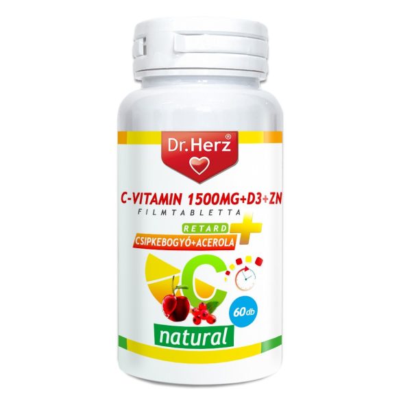 DR Herz C-vitamin 1500mg+D3+Zn csipkebogyóval és acerola kivonattal 60 db tabletta