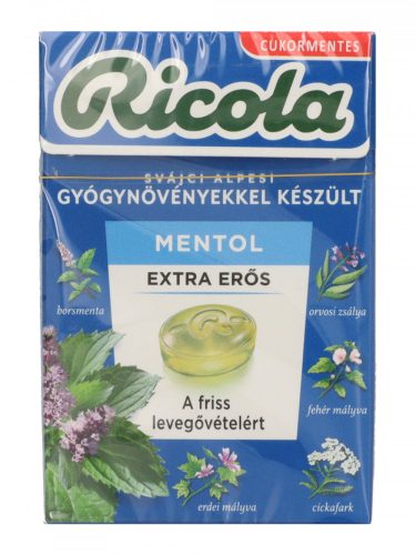 RICOLA CUKOR EXTRA ERŐS MENTOL CM.