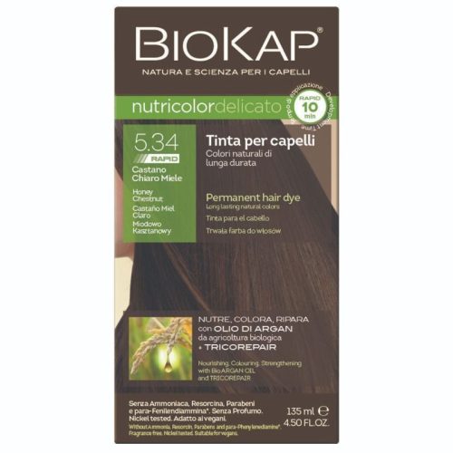 Biokap Nutricolor Rapid Tartós hajfesték Nr 5.34 Honey Chestnut 135ml