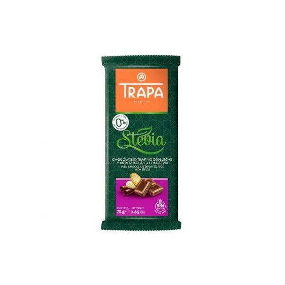 Trapa Stevia táblás tejcsokoládé puffasztott rizzsel 75 g