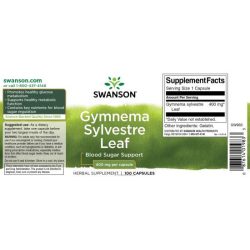 SWANSON GYMNEMA SYLVESTRE LEAF KAPSZ.100