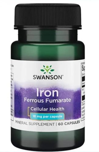Swanson IRON FUMARATE (Vas - fumarát) gyomorkímélő 60 db 18 mg