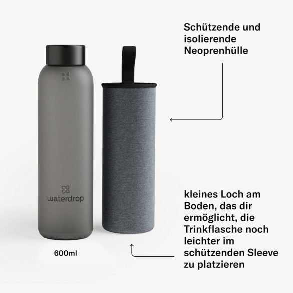 Waterdrop edition üvegkulacs fekete 600ml 1 db